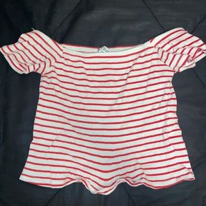 White and red striped crop top| Divided| XS|